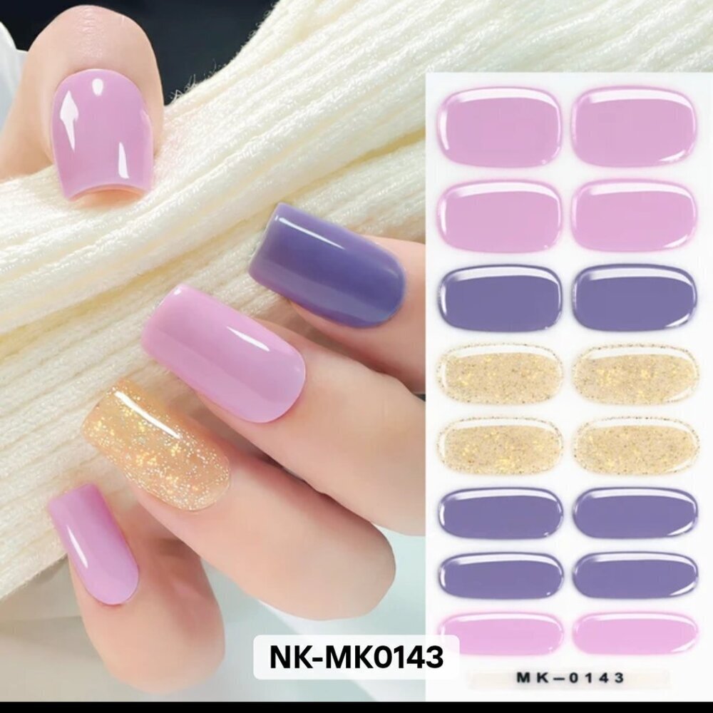 🖤 3/$12 Purple, Lavender and Gold Glitter Nail Polish Strips - No UV Brand New